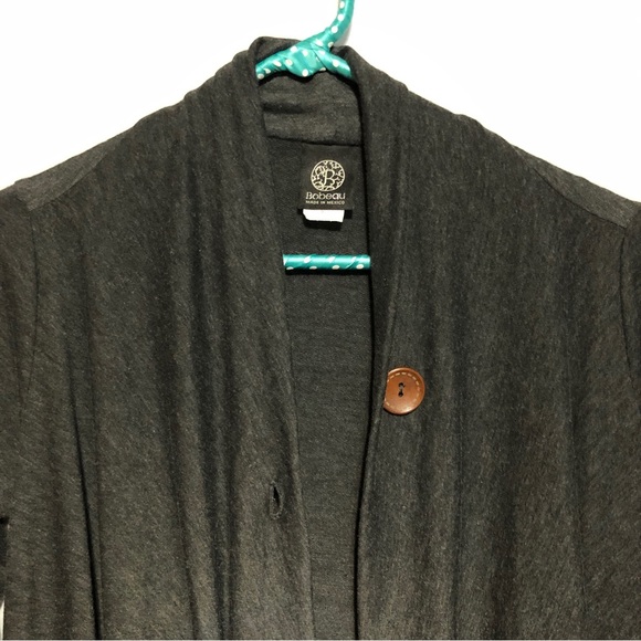 Bobeau One Button Drape Front Gray Cardigan Size S - Picture 3 of 10